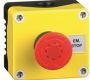 Control Stations - Emergency Stop Stations - 1DE.01.01AB - E-stop twist to release, yellow cover, black base, red mushroom head EN418