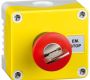 Control Stations - Emergency Stop Stations - 1DE.01.03AG - E-stop c/w key reset, yellow cover, grey base, red mushroom head EN418