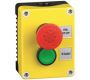 Control Stations - Emergency Stop Stations - 1DE.02.01AB - E-stop twist to release and green start, yellow cover, black base.