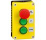 Control Stations - Emergency Stop Stations - 1DE.03.01AB - E-stop twist to release and 2 black push buttons for up/down, left/right, yellow cover, black base.