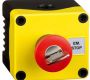 Control Stations - Emergency Stop Stations - 2DE.01.03AB - E-stop c/w key reset, deep base, yellow cover, black base, red mushroom head EN418