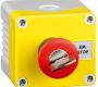 Control Stations - Emergency Stop Stations - 2DE.01.03AG - E-stop c/w key reset, deep base, yellow cover, grey base, red mushroom head EN418