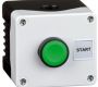 Control Stations - Push Buttons, Flush Head - 2DE.01.06AB - Single switch, grey cover, black base, green flush push button