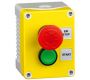 Control Stations - Emergency Stop Stations - 2DE.02.01AG - E-stop twist to release and green start, yellow cover, deep grey base.