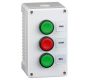 Control Stations - Push Buttons, Flush Head - 2DE.03.02AG - Three switch, grey cover, grey base, green - red - green