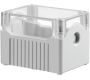 Enclosures - Rectangular Enclosures/Junction Boxes - DE02D-A-TG-0 - Size 2, deep base ABS material transparent lid grey base with 0 holes