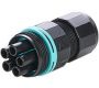 Weatherproof/Waterproof Connectors - TeePlug & Sockets - THB.387.B5A - TeePlug Powersocket 5 pole Screw terminal 7mm to 12mm cable diameter, 4 mm max conductor size IP68 17.5A 450V 1 cable entry