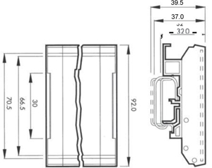 DIN Rail Supports DIN Rail Support DIMEM Series Line Drawing